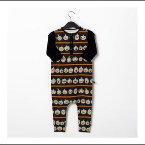 Rags to Raches Sleeve Romper Pumpkin Stripe' 3/4Y